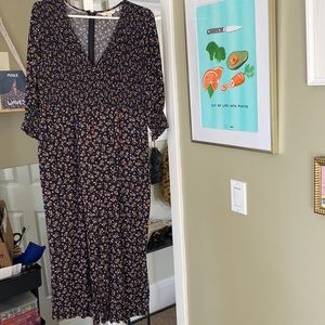 Boden Floral Jumpsuit - Navy and Orange